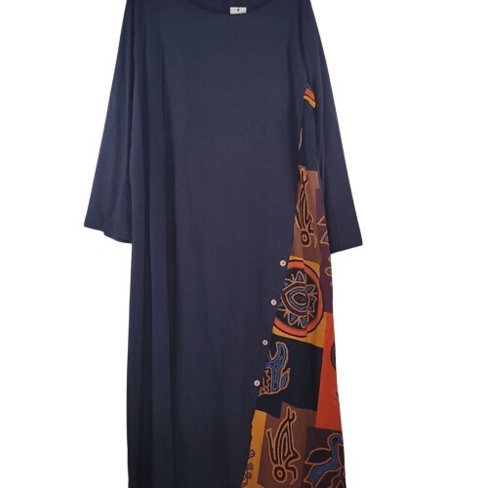 Zanzea Navy Blue with Contrasting‎ Colors Maxi Dress